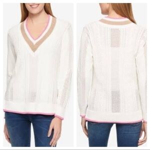 Tommy Hilfiger Cotton Mixed-Knit Cricket Sweater